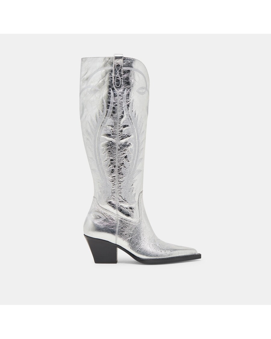 Dolce Vita RYATT WIDE CALF BOOTS SILVER DISTRESSED LEATHER