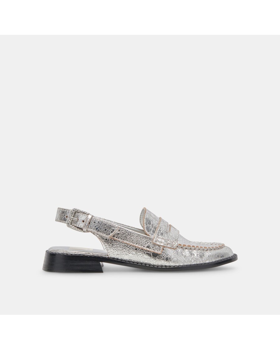 Dolce Vita HARDI LOAFERS SILVER CRACKLED LEATHER