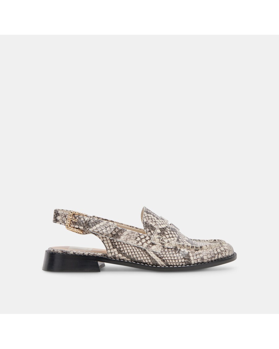 Dolce Vita HARDI LOAFERS BLACK WHITE EMBOSSED SNAKE