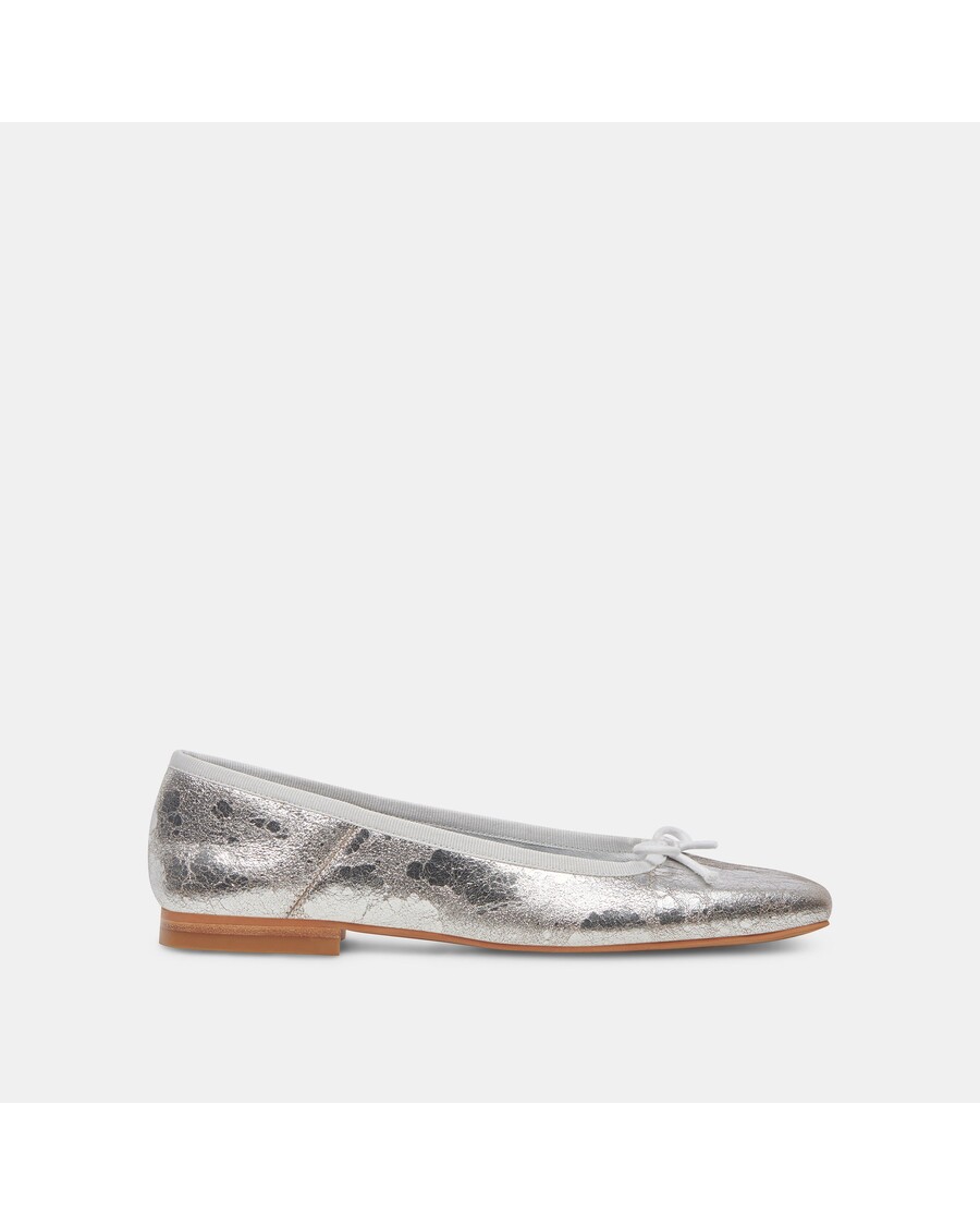 Dolce Vita ANISA WIDE BALLET FLATS SILVER DISTRESSED LEATHER