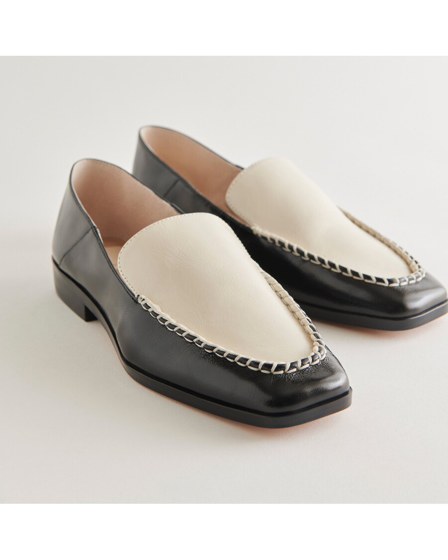 Dolce Vita BENY WIDE FLATS WHITE BLACK CRINKLE PATENT