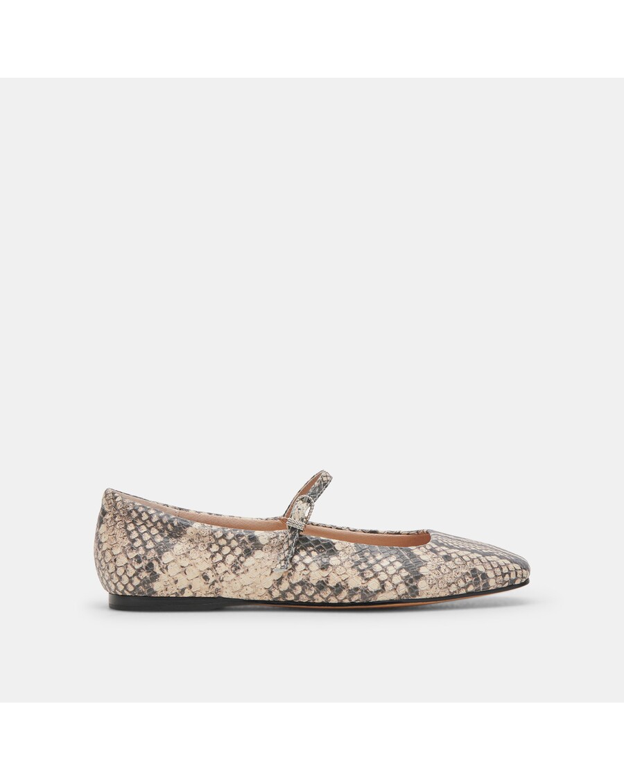 Dolce Vita REYES BALLET FLATS BLACK WHITE SNAKE EMBOSSED