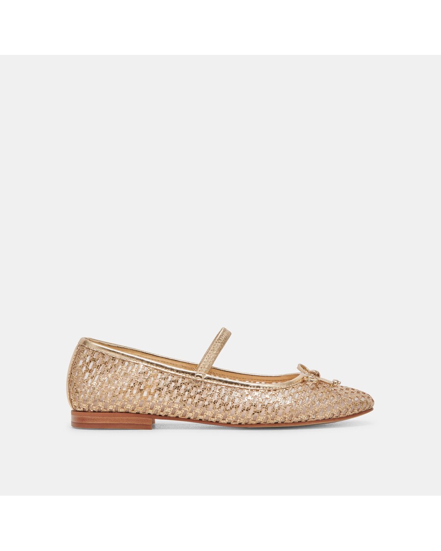 Dolce Vita CARIN RAFFIA BALLET FLATS GOLD RAFFIA