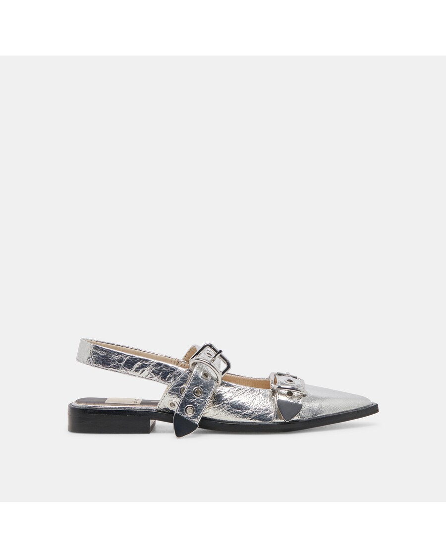 Dolce Vita LABELL FLATS SILVER DISTRESSED LEATHER