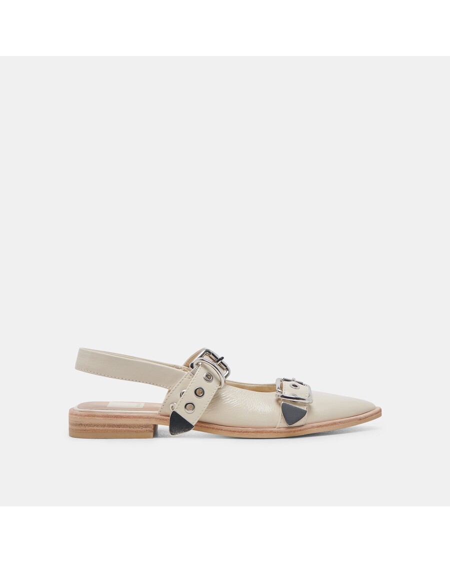 Dolce Vita LABELL FLATS IVORY CRINKLE PATENT