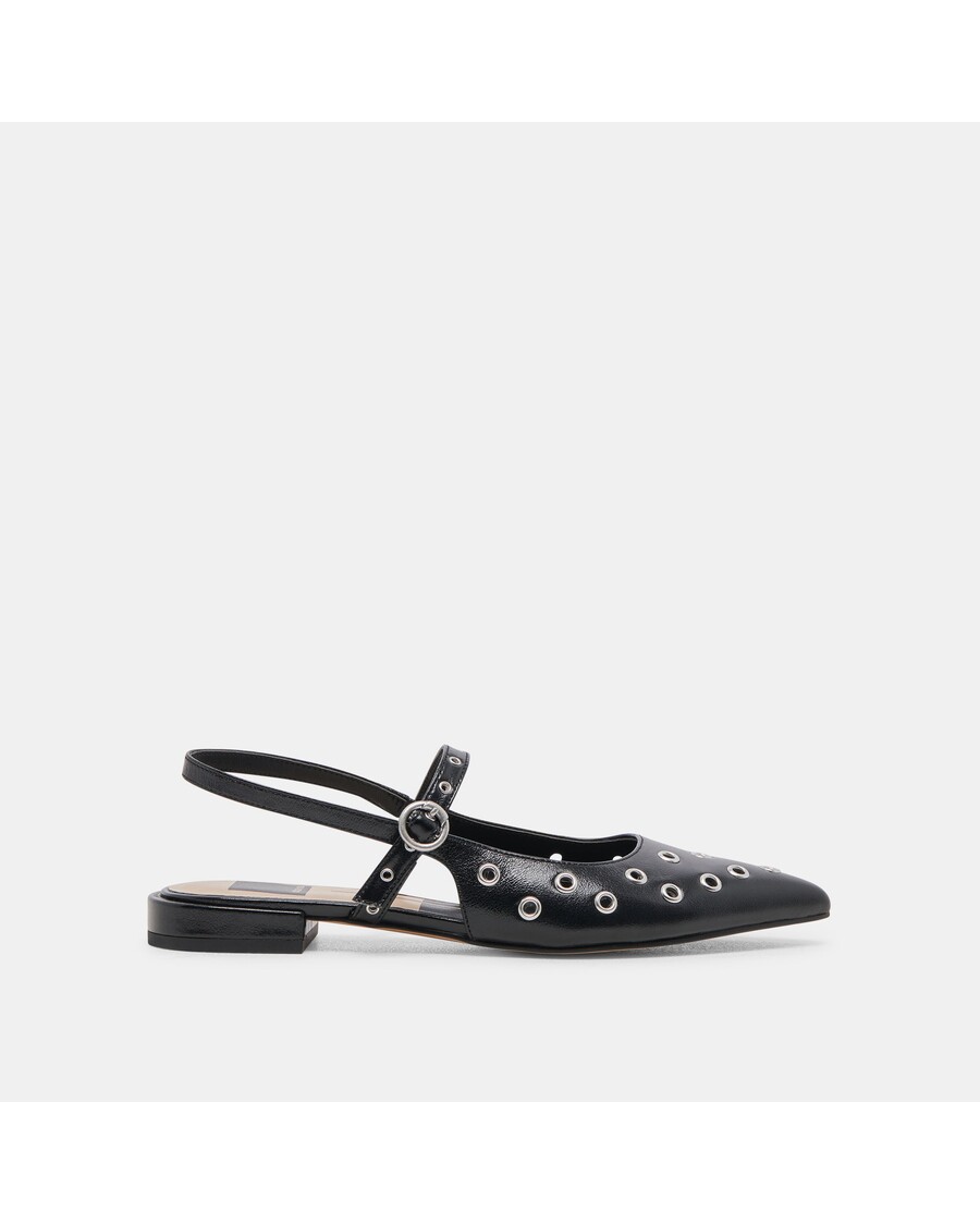 Dolce Vita PENNEY STUD FLATS MIDNIGHT CRINKLE PATENT