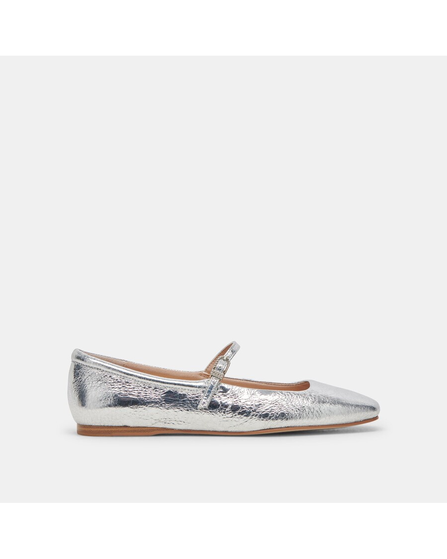 Dolce Vita REYES WIDE BALLET FLATS SILVER DISTRESSED LEATHER