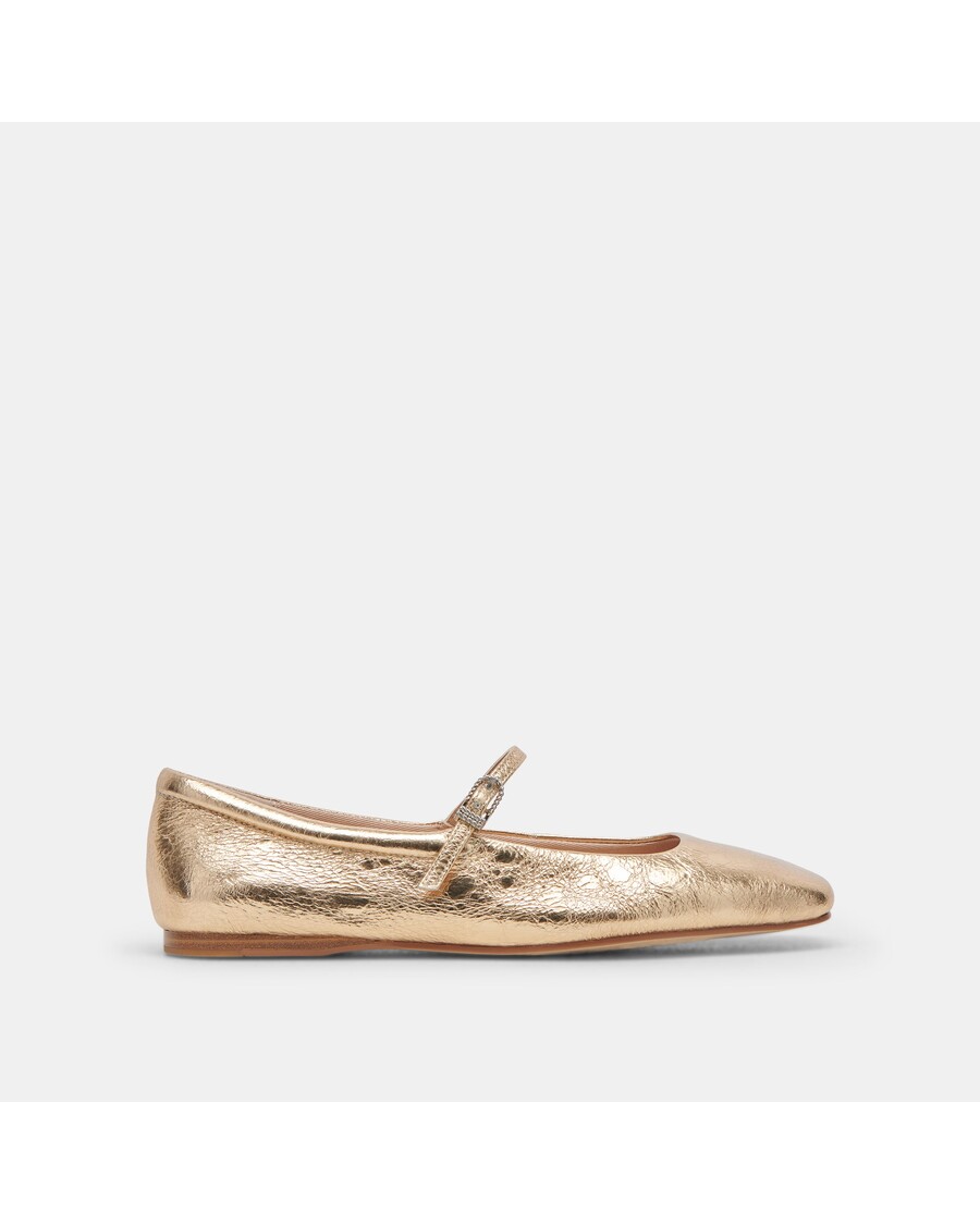 Dolce Vita REYES WIDE BALLET FLATS GOLD DISTRESSED LEATHER