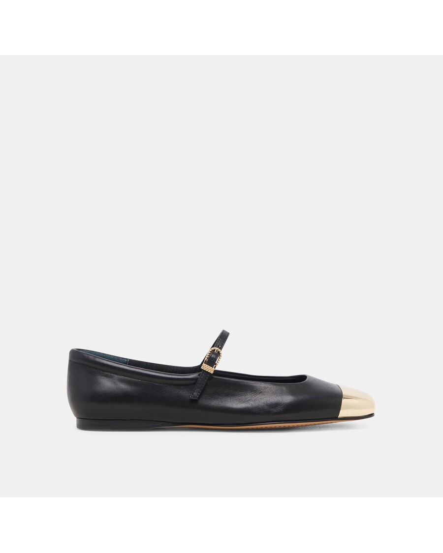 Dolce Vita REYES TOE CAP BALLET FLATS BLACK LEATHER