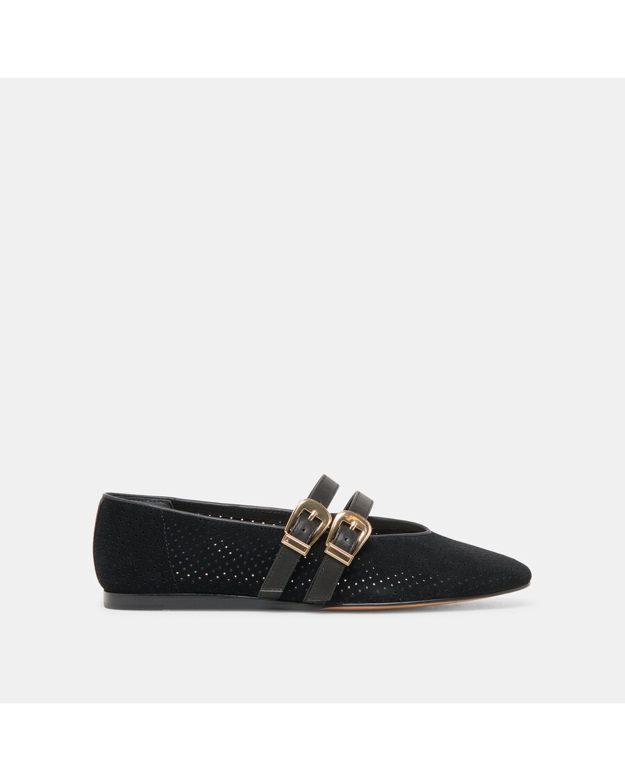 Dolce Vita BAYLEE BALLET FLATS ONYX PERFORATED SUEDE