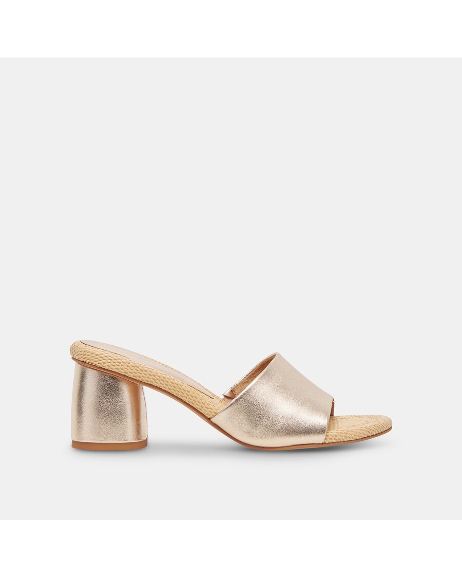 Dolce Vita MINNY RAFFIA HEELS ROSE GOLD LEATHER