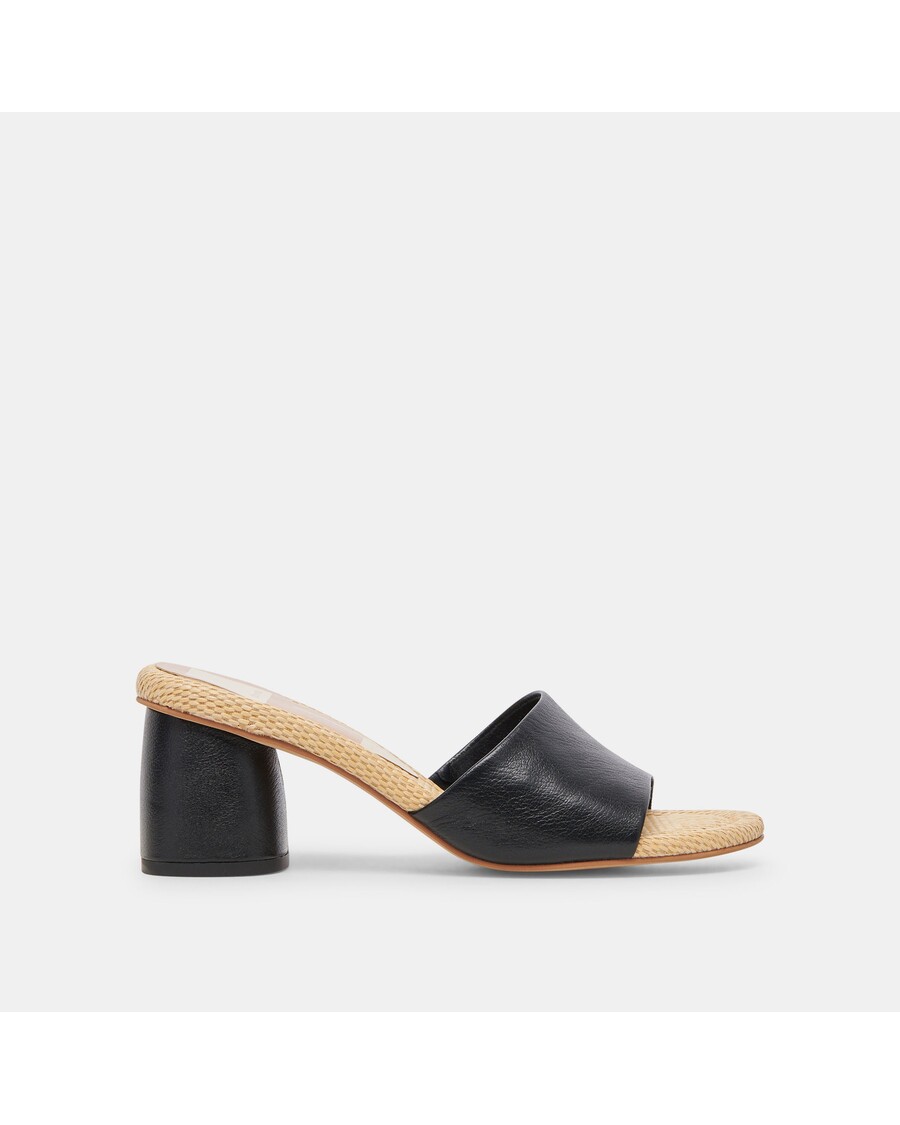 Dolce Vita MINNY RAFFIA HEELS BLACK LEATHER