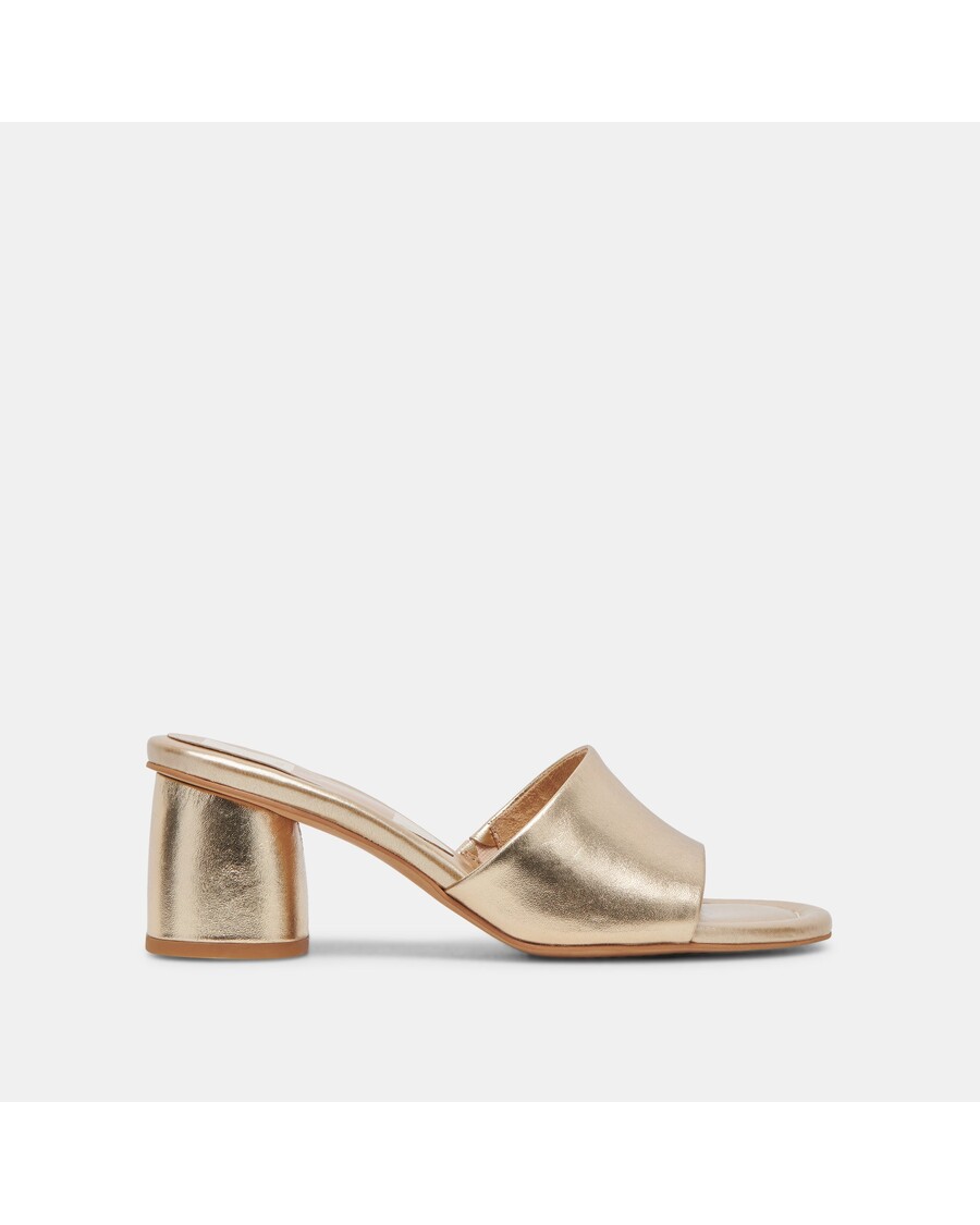 Dolce Vita MINNY DRESS WIDE HEELS ROSE GOLD METALLIC LEATHER