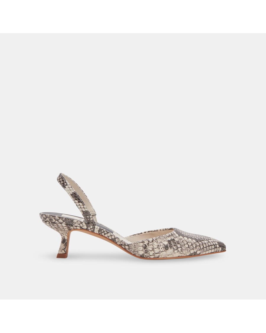 Dolce Vita CORSA HEELS BLACK WHITE EMBOSSED SNAKE