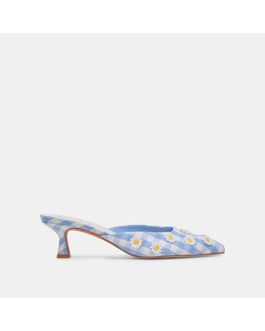 Dolce Vita LILOU HEELS WHITE BLUE GINGHAM