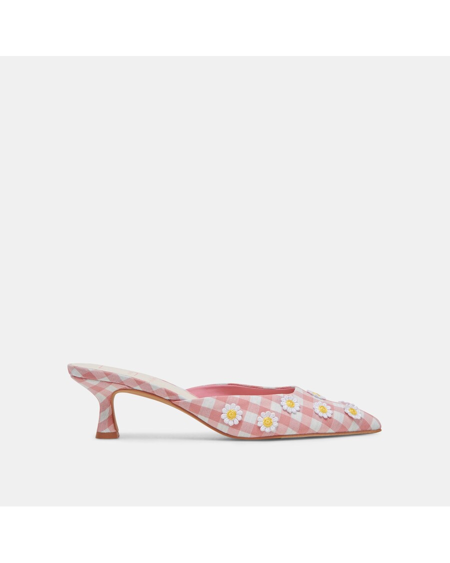 Dolce Vita LILOU HEELS WHITE PINK GINGHAM