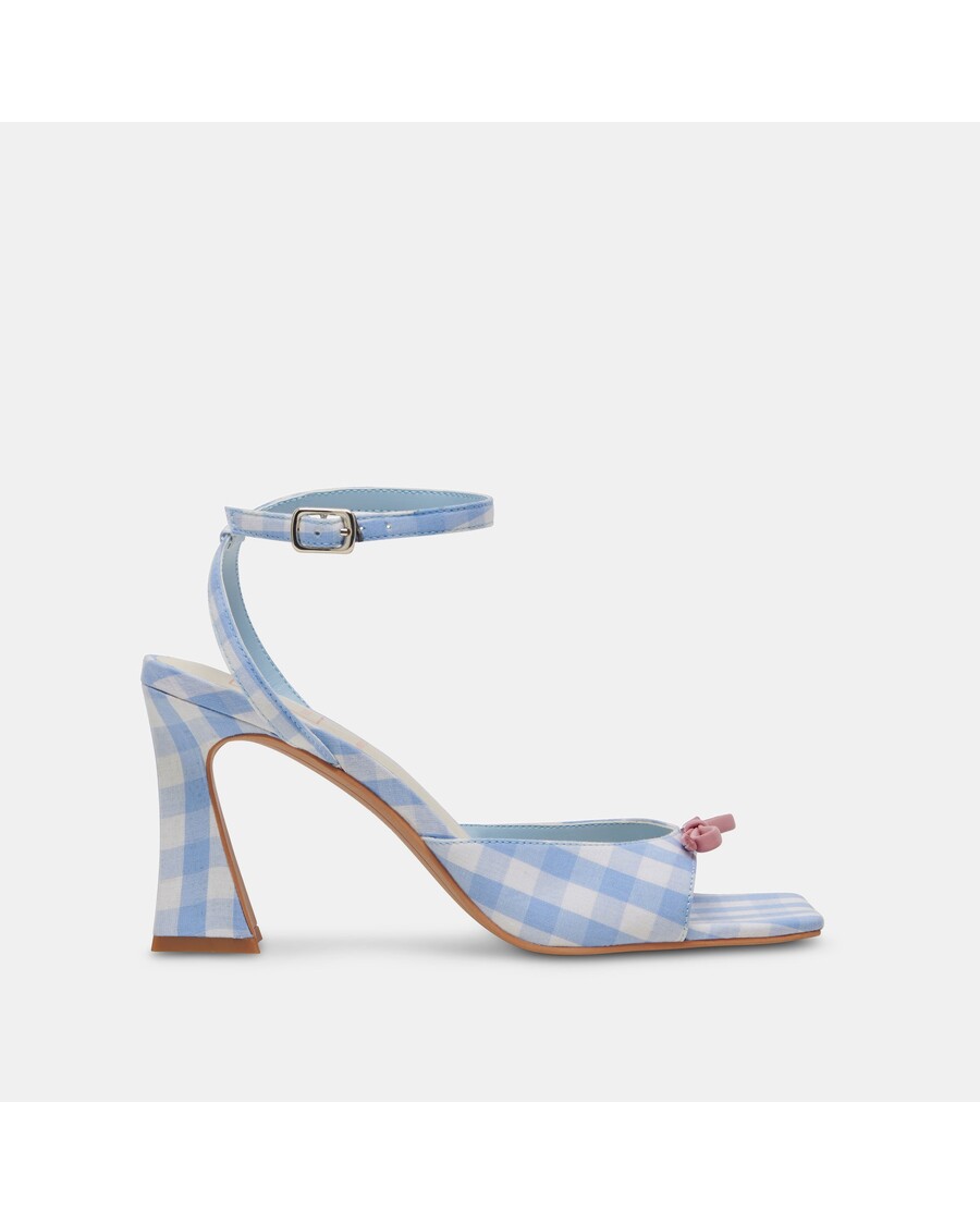 Dolce Vita LOISE HEELS WHITE BLUE GINGHAM