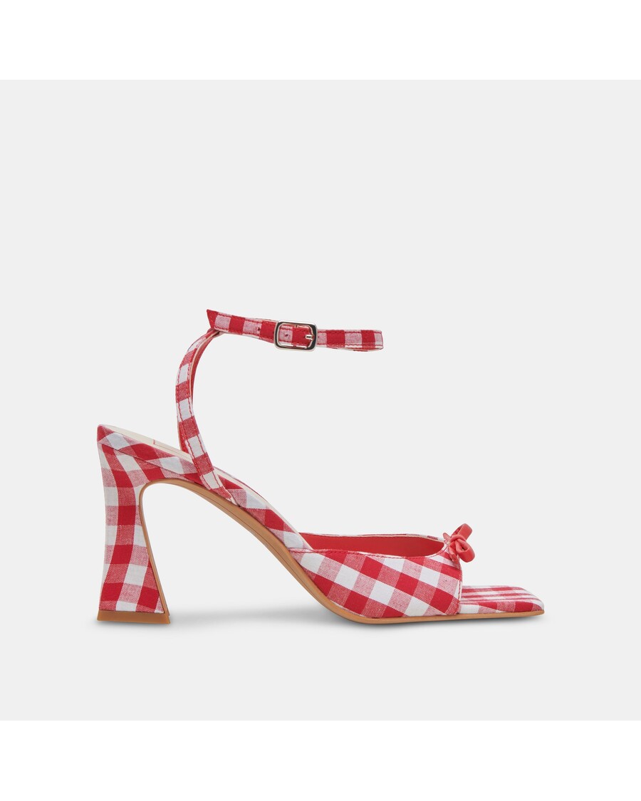 Dolce Vita LOISE HEELS WHITE RED GINGHAM