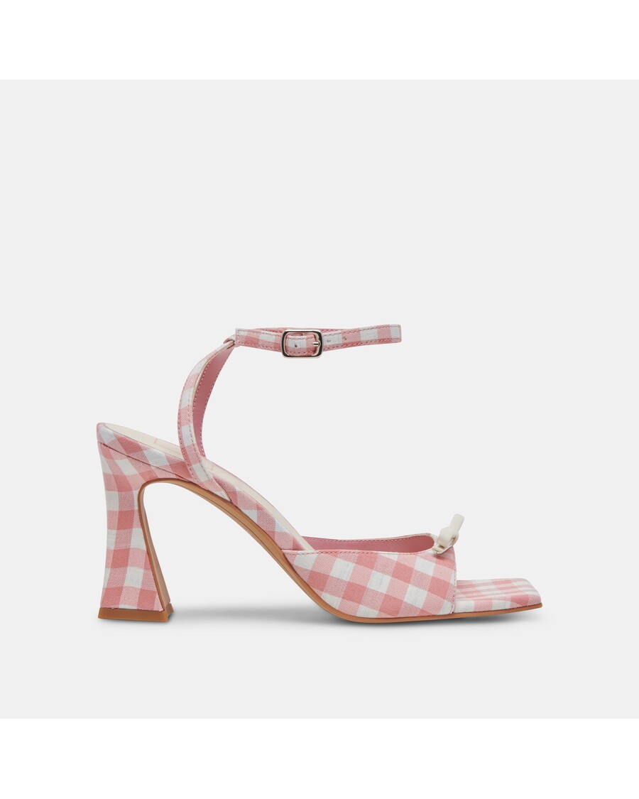 Dolce Vita LOISE HEELS WHITE PINK GINGHAM