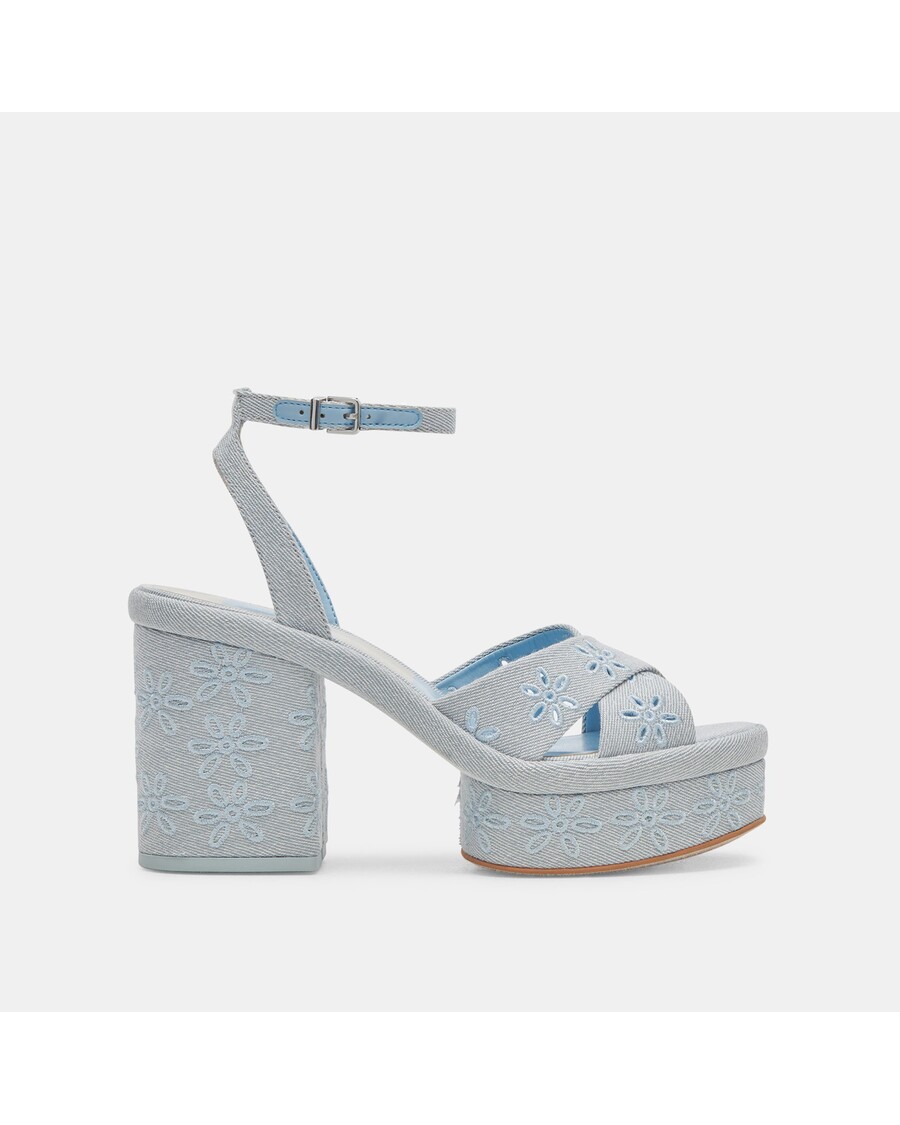 Dolce Vita LAISHA HEELS LIGHT BLUE FLORAL EYELET