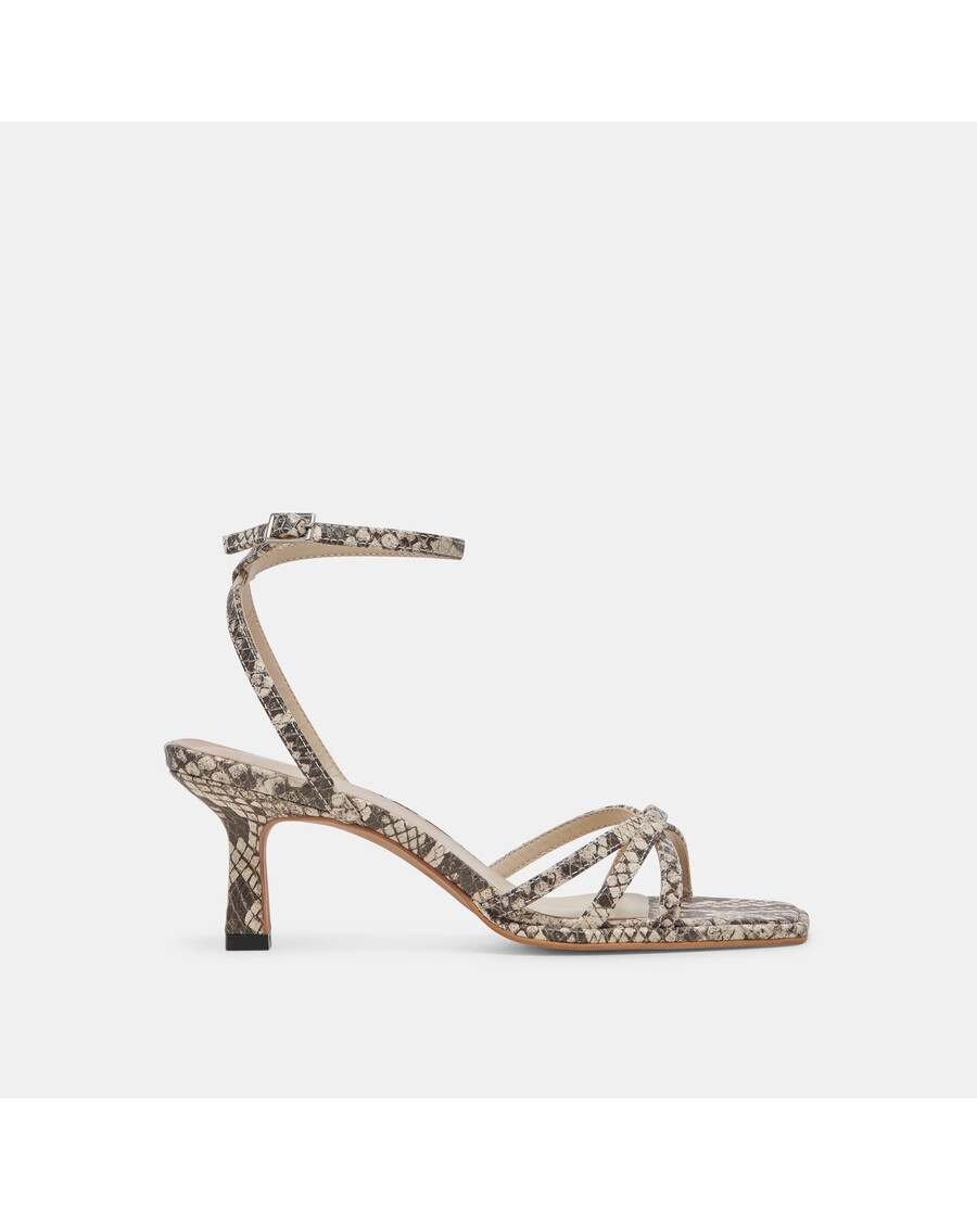 Dolce Vita MANJI HEELS BLACK WHITE EMBOSSED SNAKE