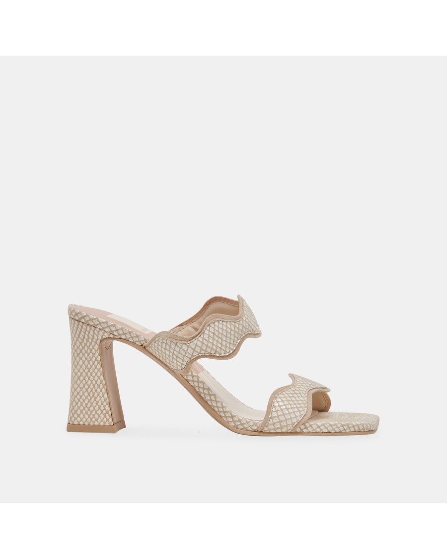 Dolce Vita ILVA HEELS WHITE NATURAL EMBOSSED LEATHER