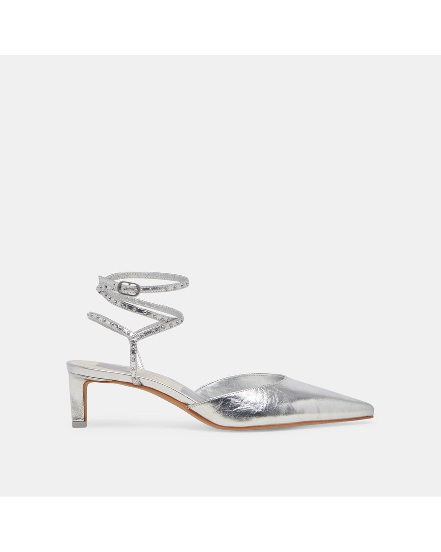 Dolce Vita LOKLYN STUD HEELS SILVER CRINKLE PATENT