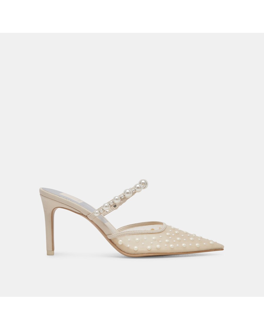 Dolce Vita KATIK PEARL WIDE HEELS IVORY MESH