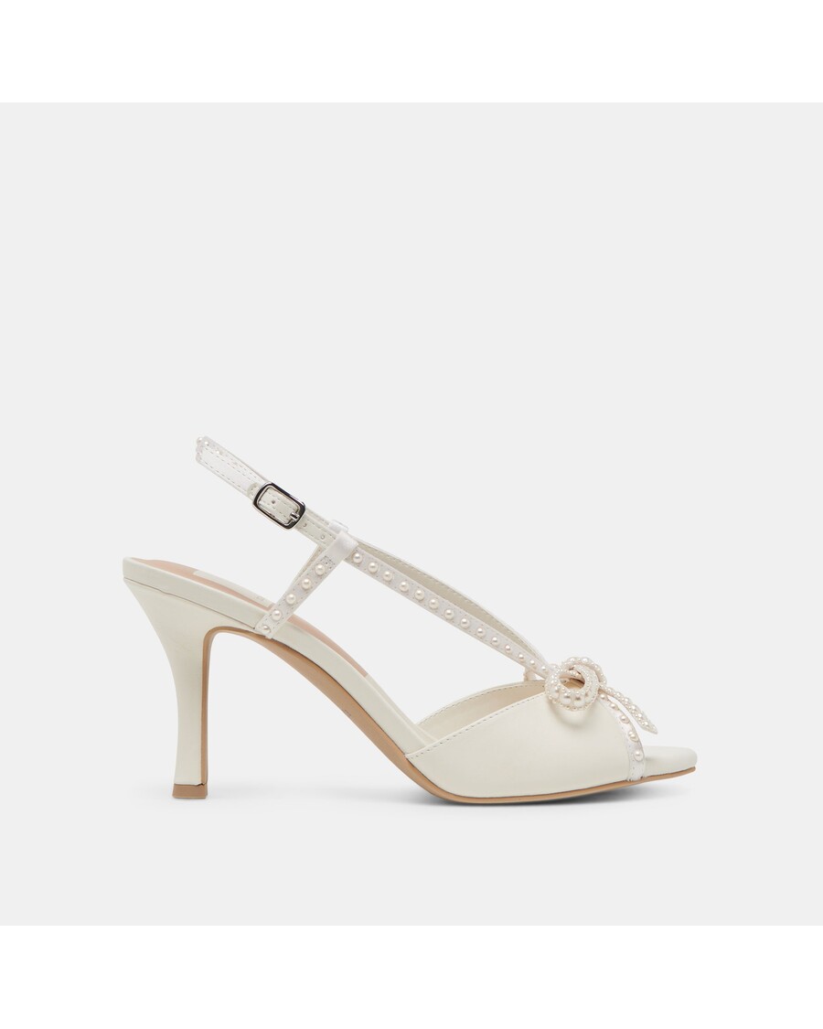 Dolce Vita LONNY PEARL HEELS WHITE SATIN