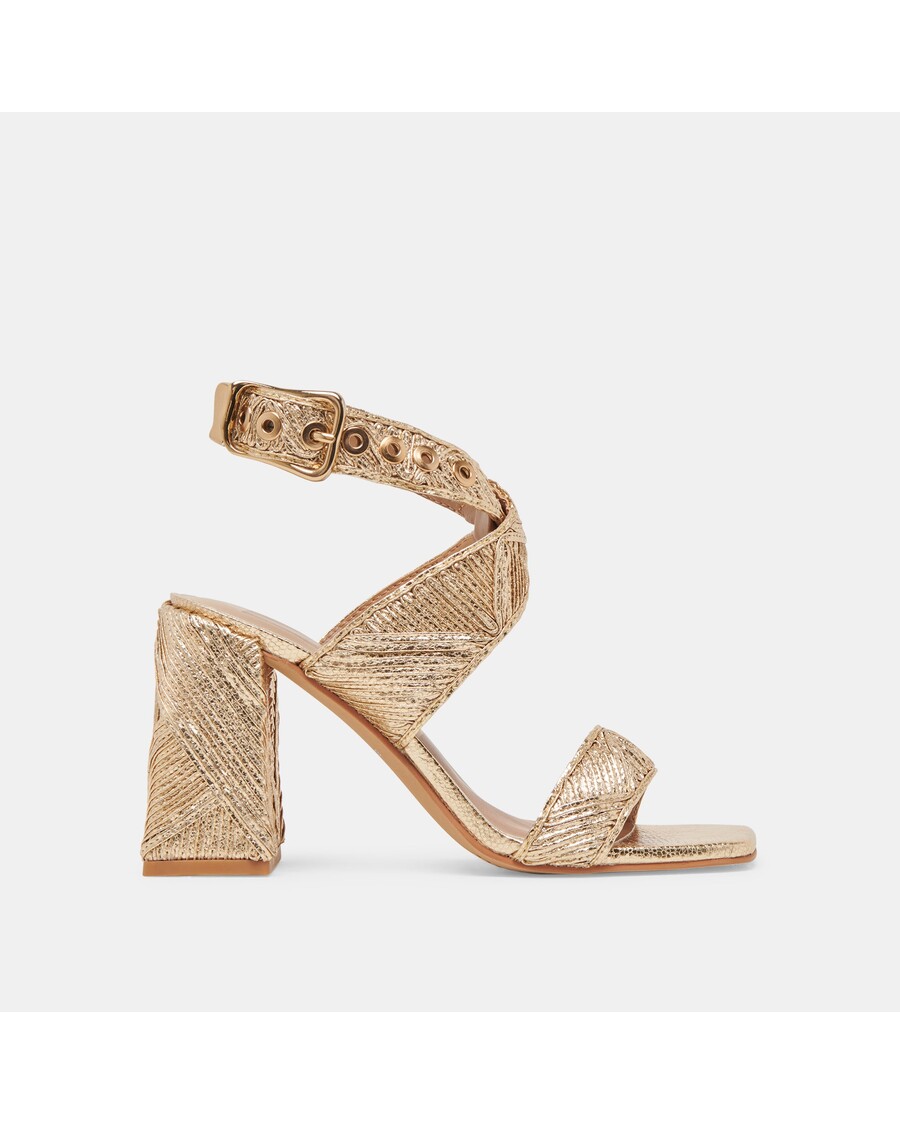 Dolce Vita FINNY DECO HEELS GOLD WOVEN STELLA