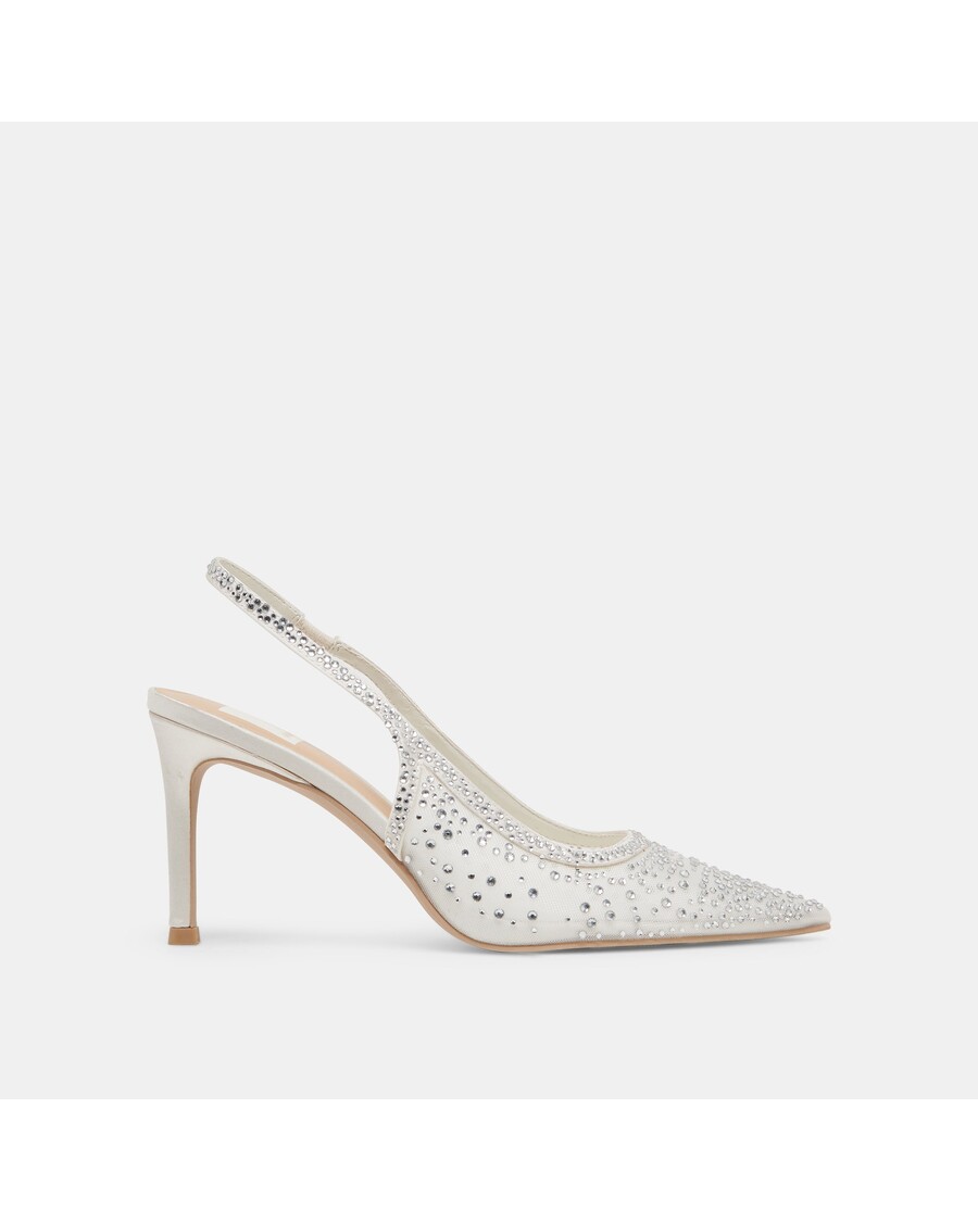 Dolce Vita KAYE CRYSTAL HEELS WHITE MESH