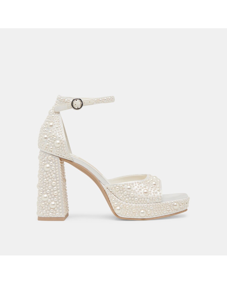 Dolce Vita PANDRO PEARL HEELS TRUE WHITE SATIN