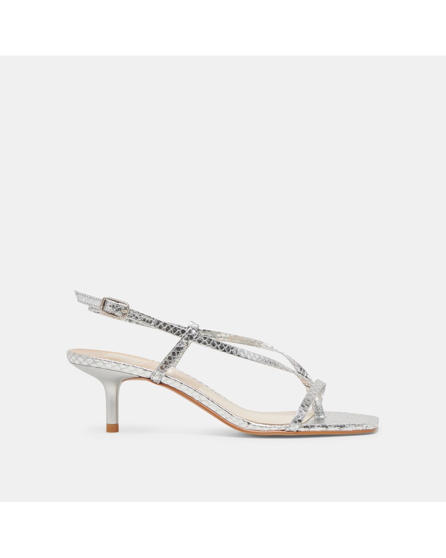 Dolce Vita LAURY HEELS SILVER EMBOSSED LEATHER