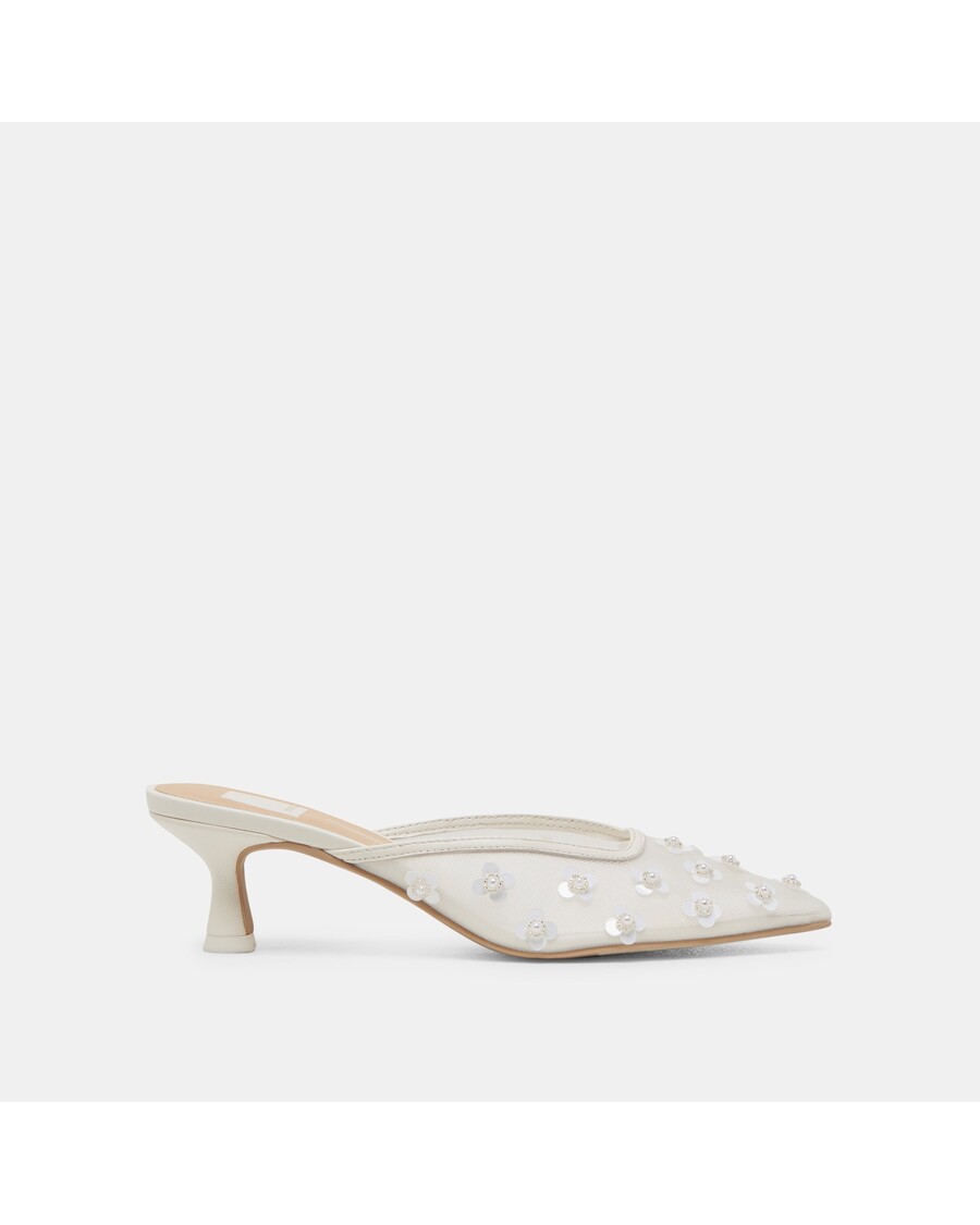 Dolce Vita CLARA PEARL HEELS TRUE WHITE DAISY MESH