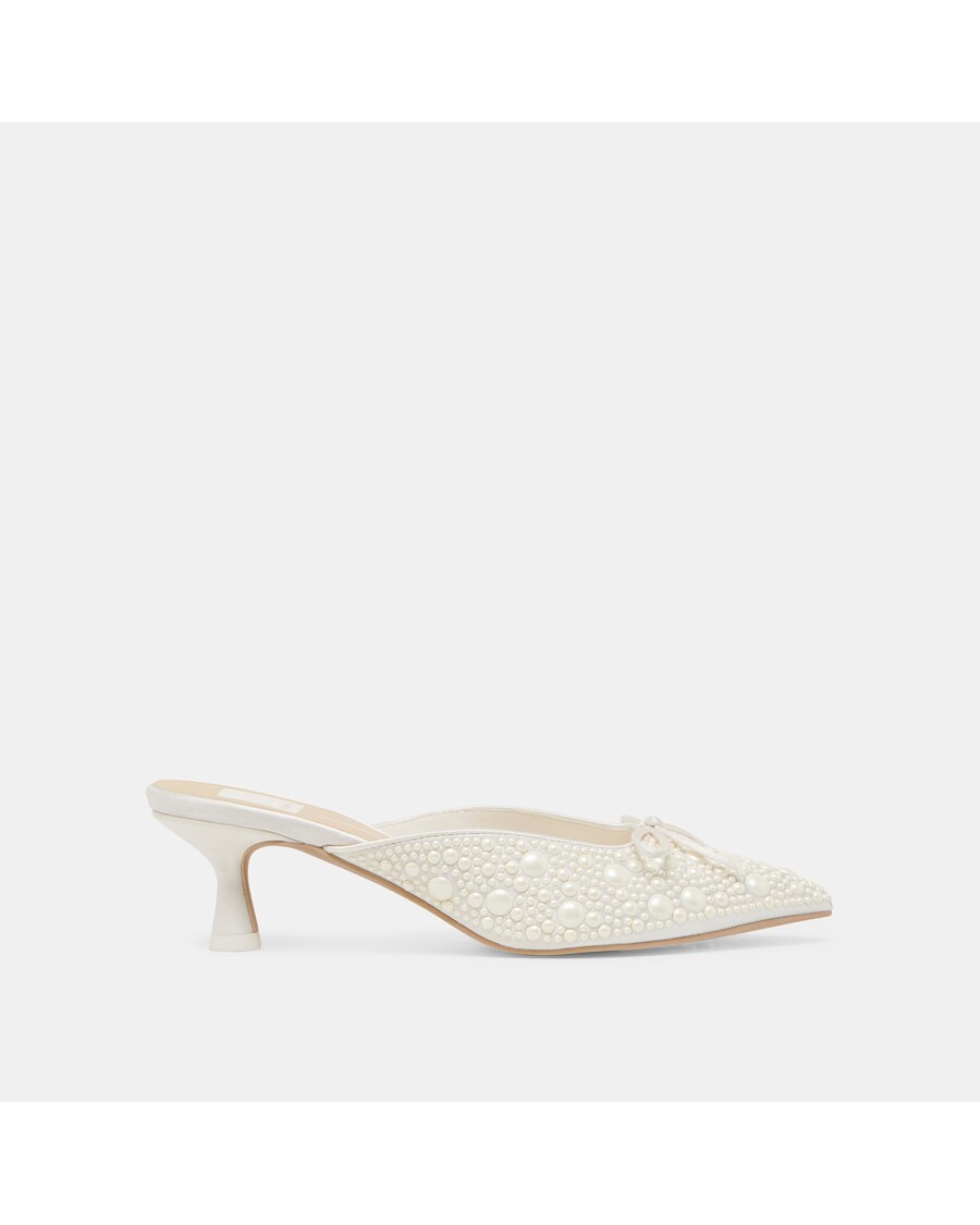 Dolce Vita CLAYTN PEARL HEELS TRUE WHITE SATIN