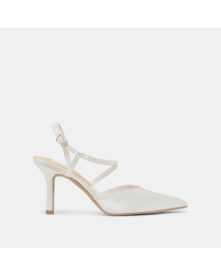 Dolce Vita KAMRA PEARL HEELS TRUE WHITE SATIN