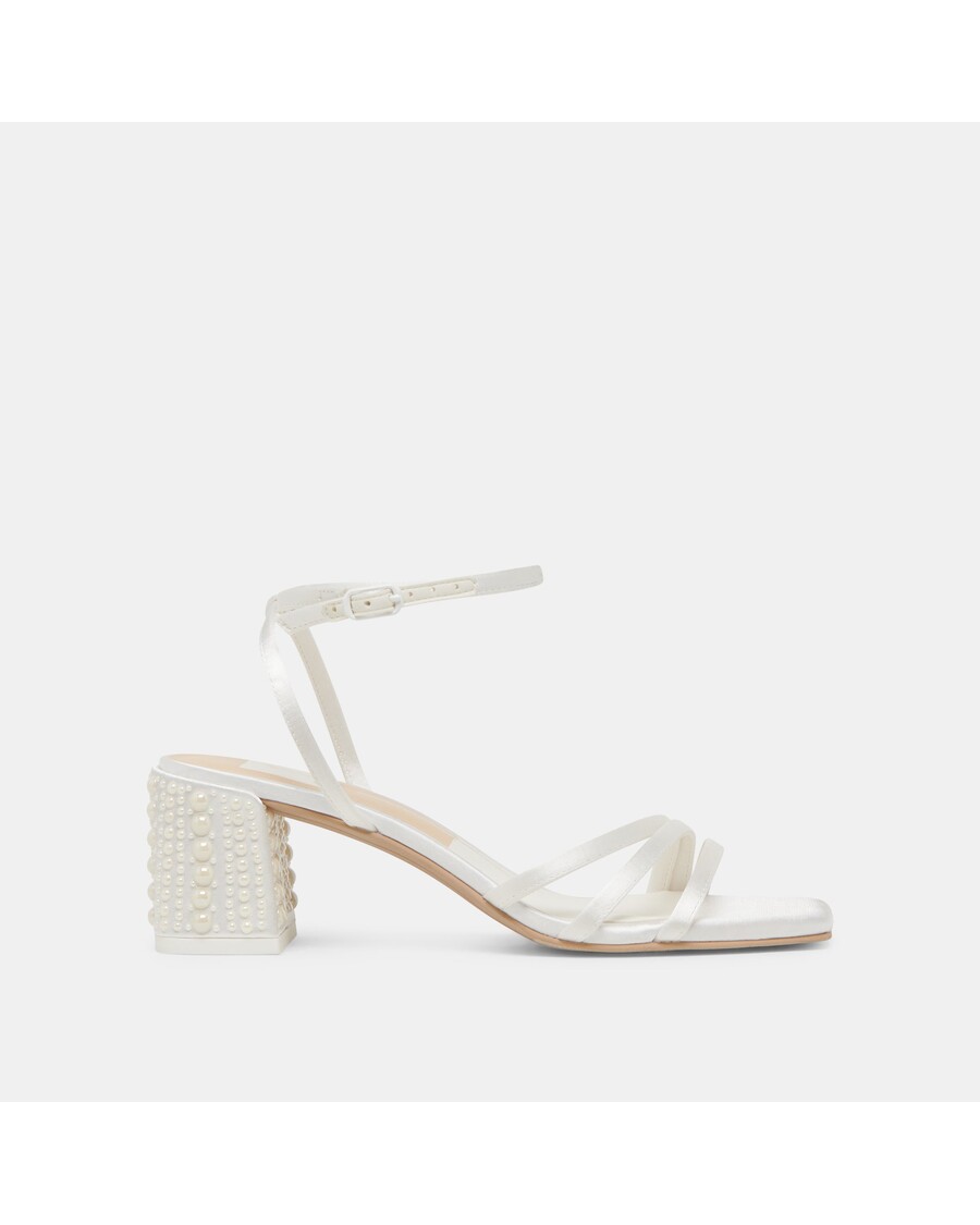 Dolce Vita YSABEL PEARL HEELS TRUE WHITE SATIN