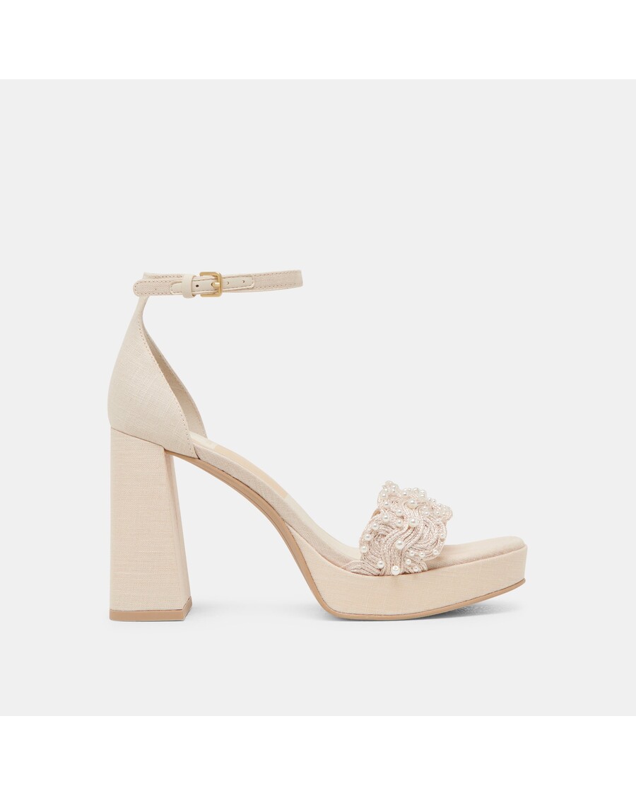 Dolce Vita PELTIN PEARL HEELS VANILLA WOVEN RAFFIA