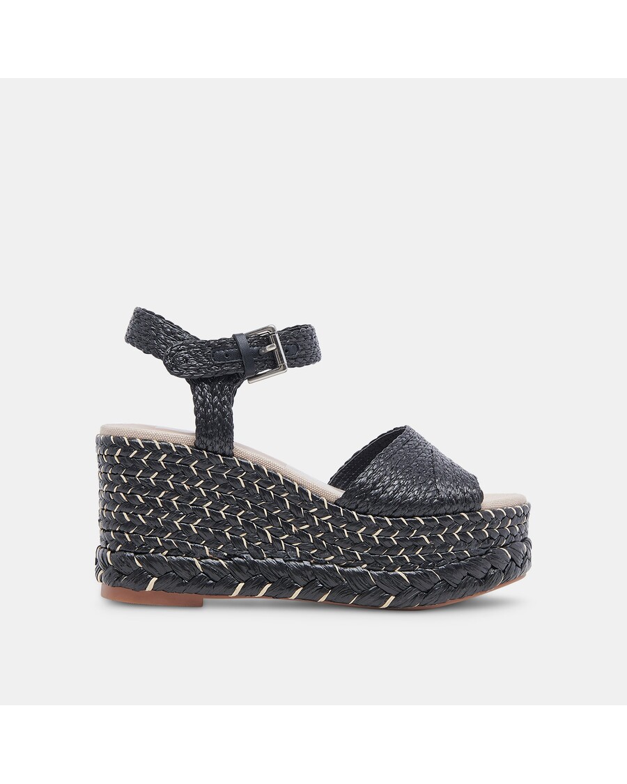 Dolce Vita TIAGO WEDGES BLACK RAFFIA