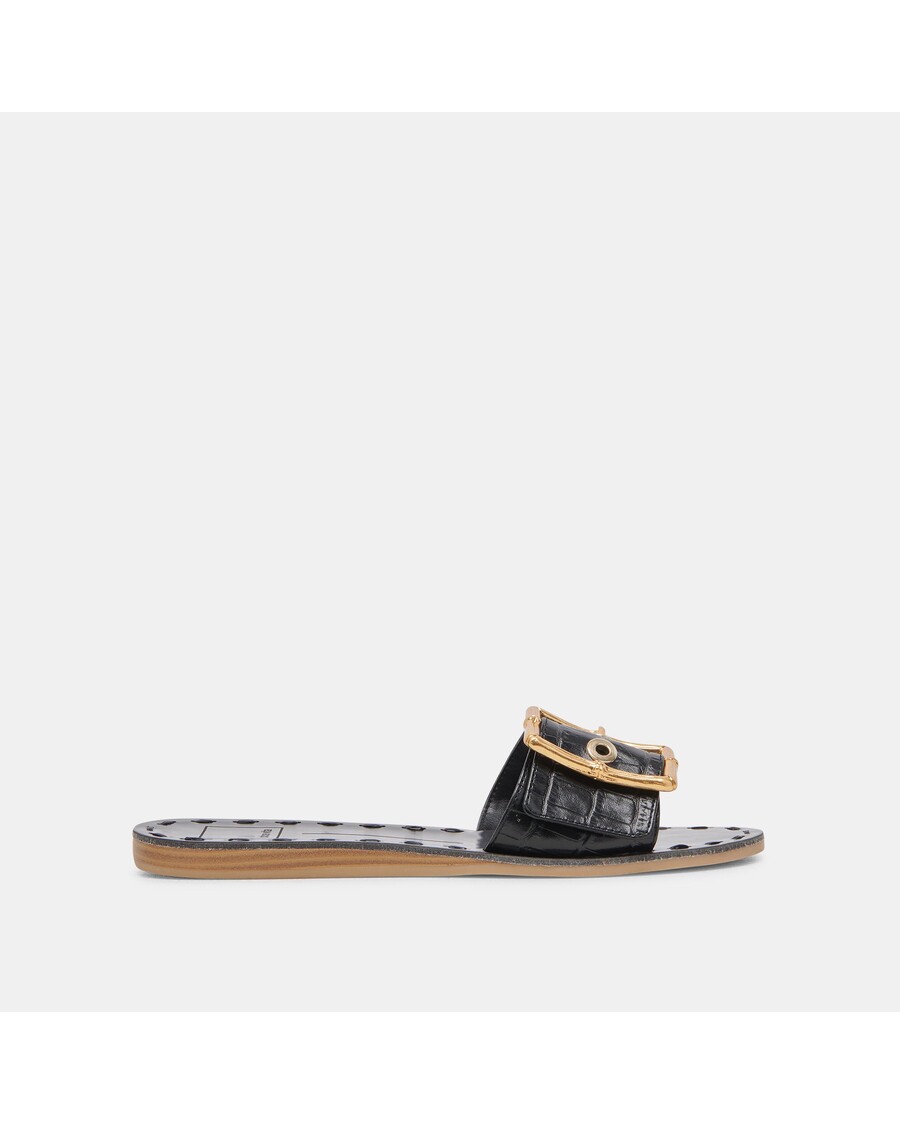 Dolce Vita DASA SANDALS NOIR EMBOSSED LEATHER