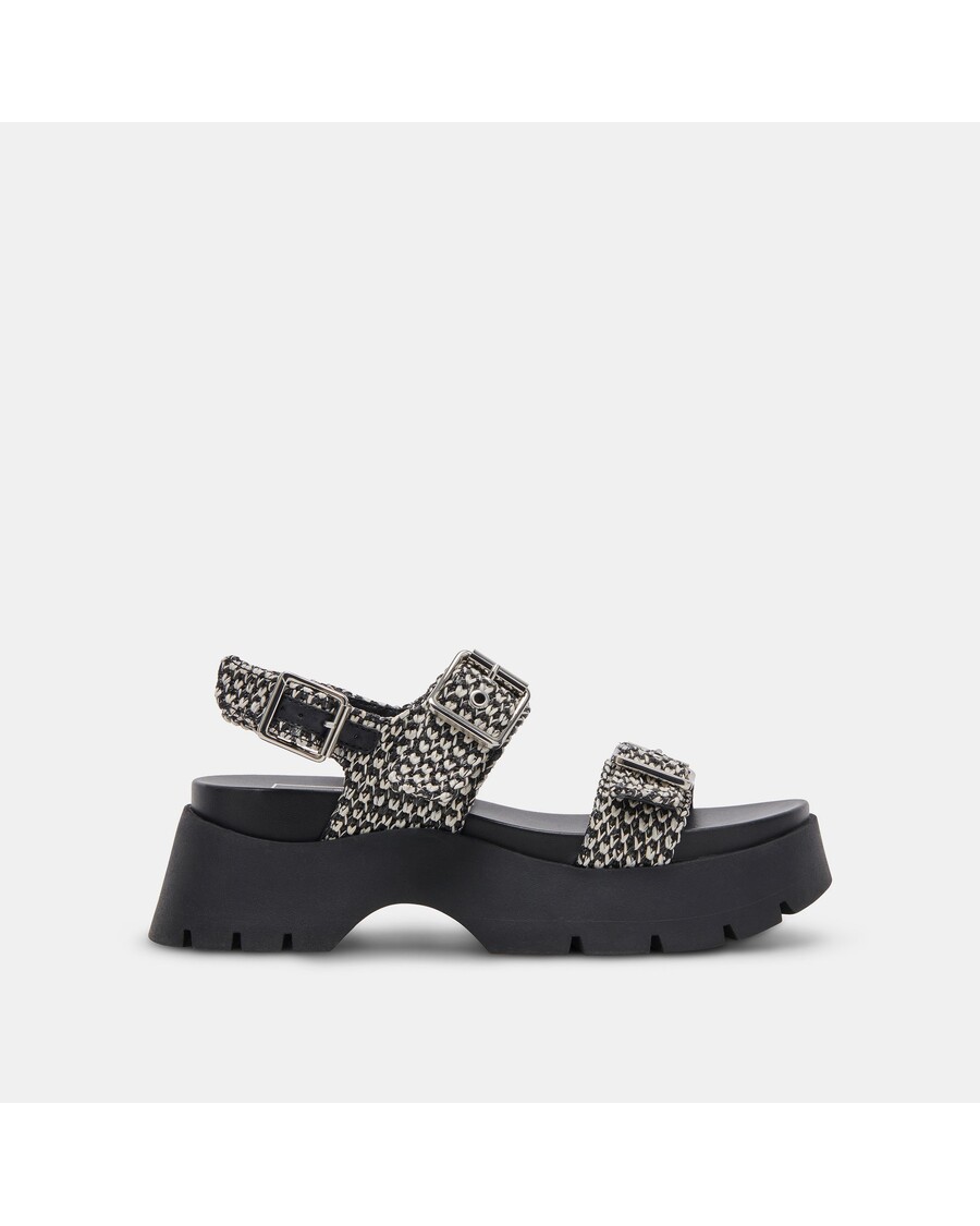 Dolce Vita PALDA SANDALS BLACK WHITE RAFFIA