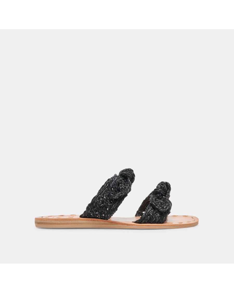 Dolce Vita DINAH WIDE SANDALS ONYX RAFFIA