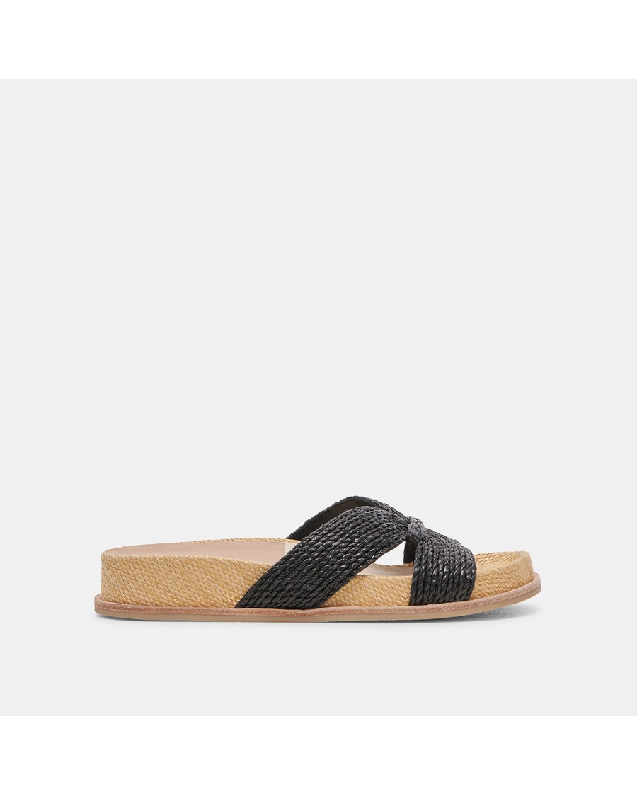 Dolce Vita SELDA WIDE SANDALS ONYX RAFFIA