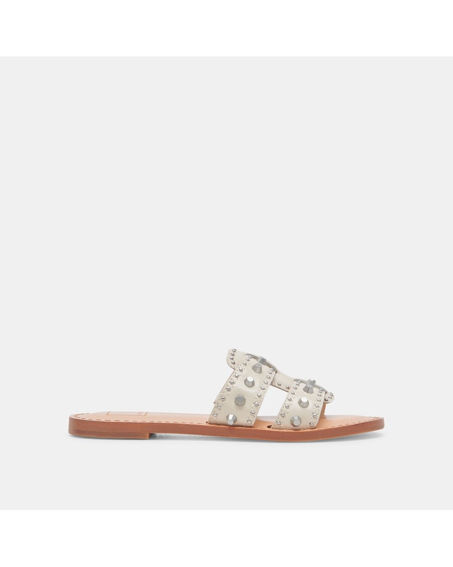 Dolce Vita WESLA STUD SANDALS IVORY CRINKLE PATENT