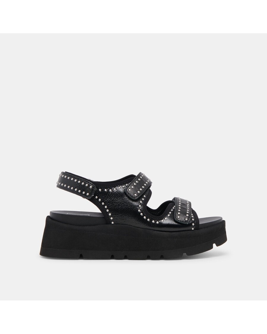 Dolce Vita DUBAI STUD SANDALS MIDNIGHT CRINKLE PATENT