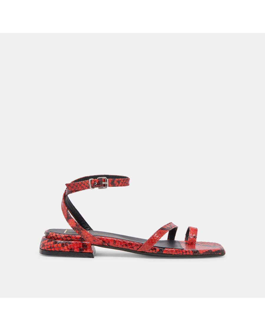 Dolce Vita LEXI SANDALS RED SNAKE EMBOSSED