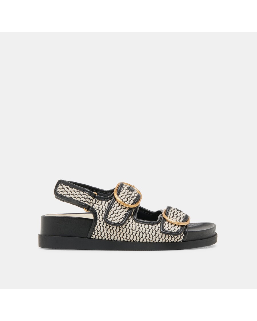 Dolce Vita STARLA SANDALS BLACK NATURAL RAFFIA