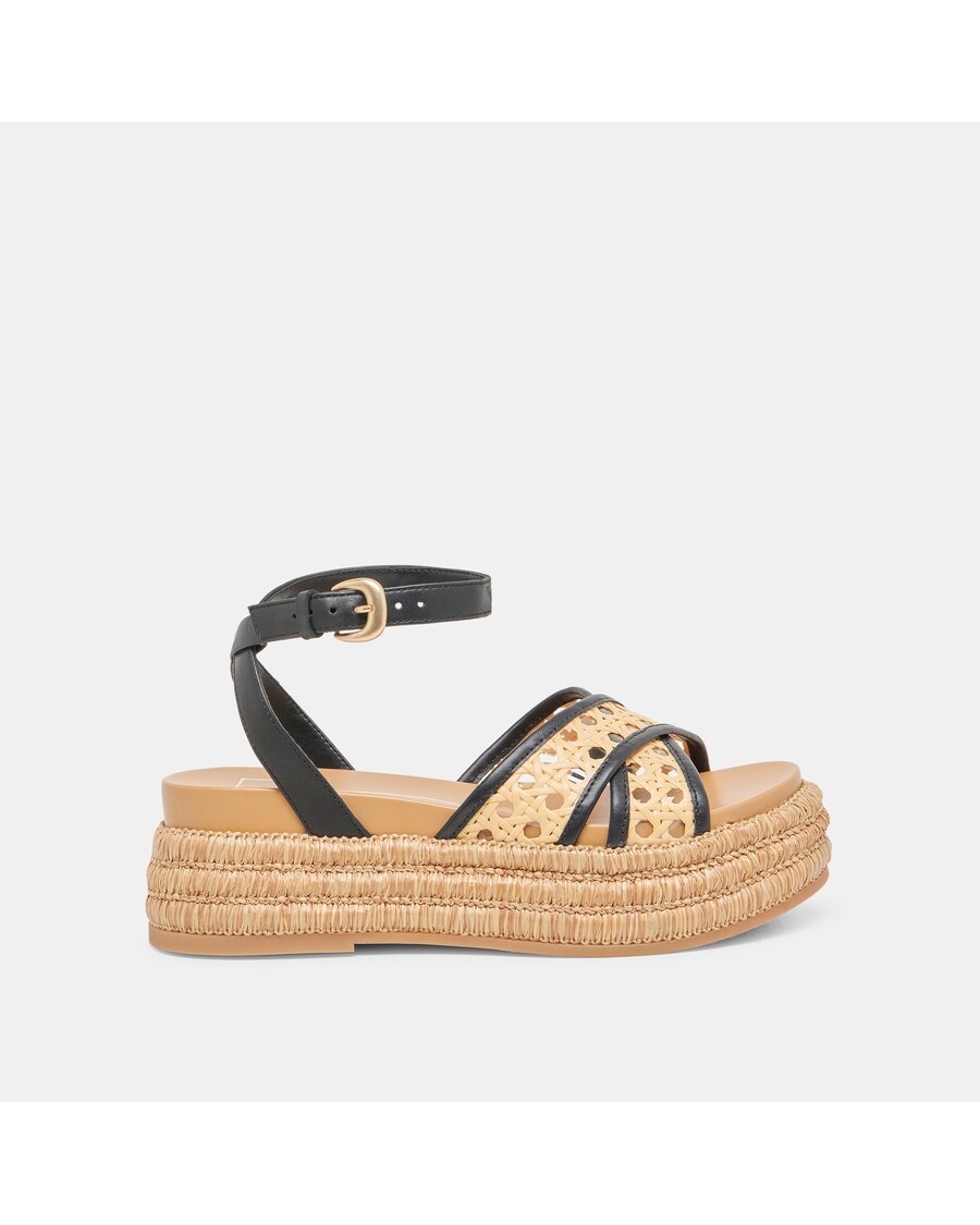 Dolce Vita WRILEY SANDALS BLACK WOVEN RAFFIA