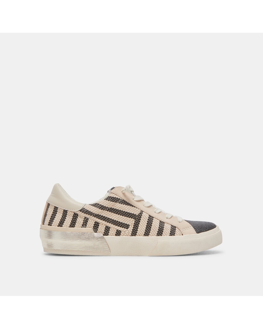 Dolce Vita ZINA PATCH SNEAKERS BLACK BEIGE RAFFIA