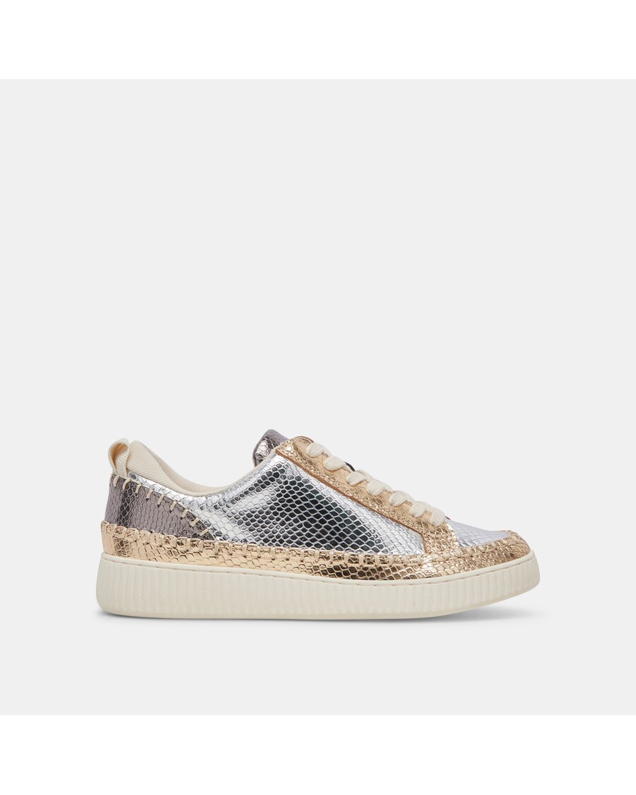 Dolce Vita NICONA SNEAKERS SILVER GOLD EMBOSSED LEATHER